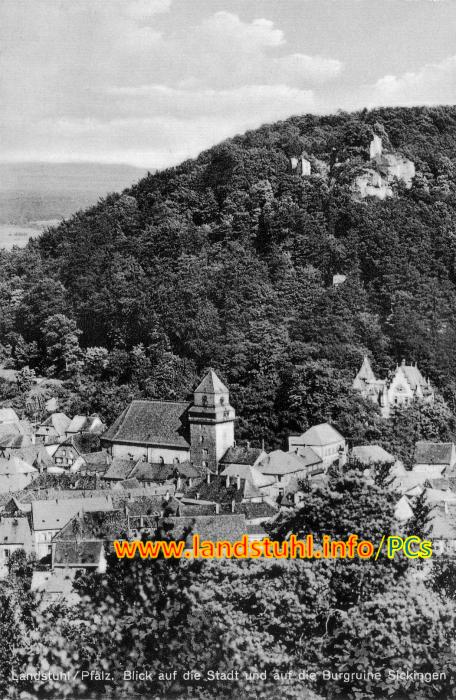 Blick auf die Stadt und auf die Burgruine Sickingen