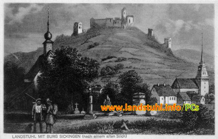 Landstuhl mit Burg Sickingen (nach einem alten Stich)