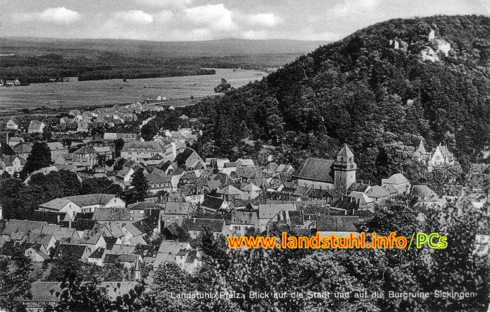 Blick auf die Stadt und auf die Burgruine Sickingen