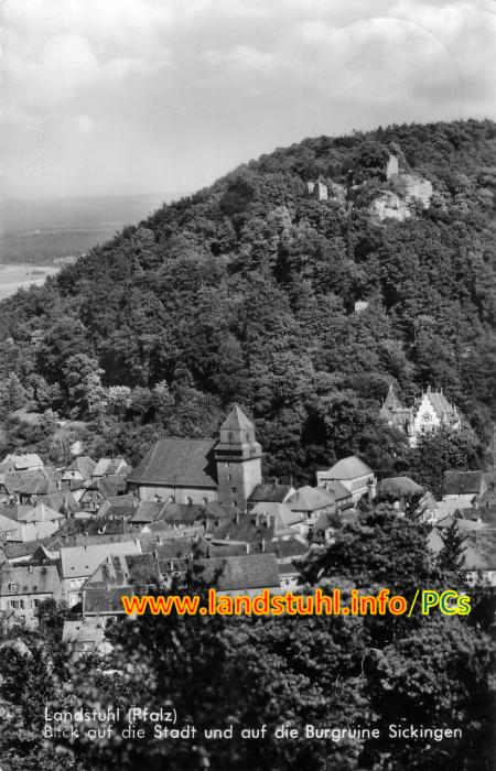 Blick auf die Stadt und auf die Burgruine Sickingen