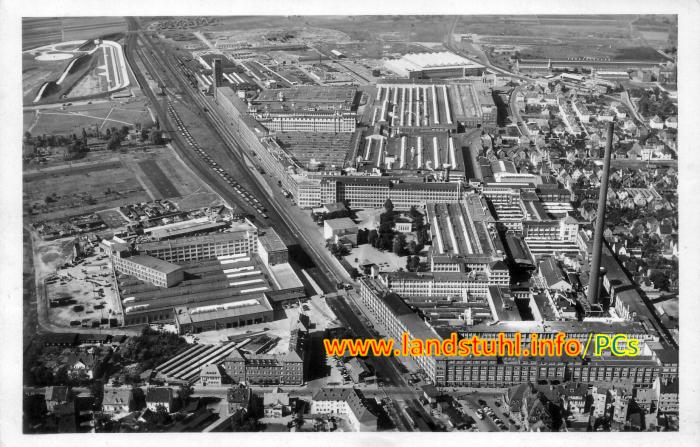 Blick auf die Opelwerke in Rüsselsheim