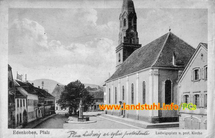 Edenkoben - Ludwigsplatz u. prot. Kirche